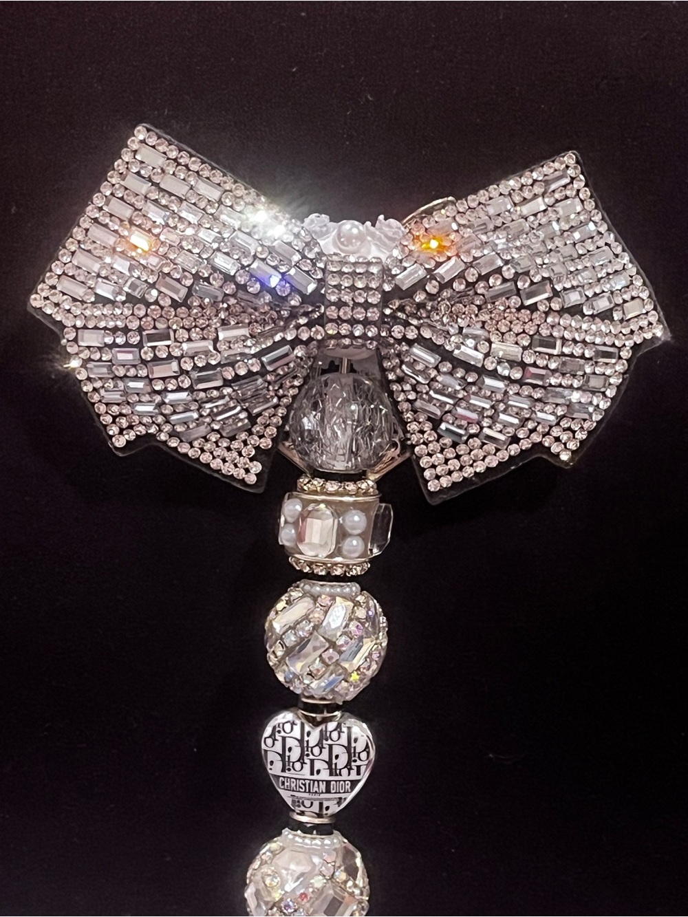 Crystal Bow Pen with Beaded Accent - Silver - Picture 2 of 11